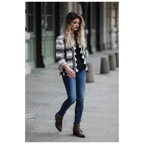 Deby Debo Pom Pom Tassel Jacket Sweater Cardigan Large - Picture 4 of 12